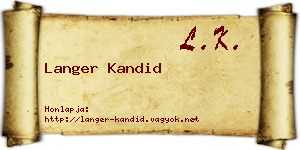 Langer Kandid névjegykártya